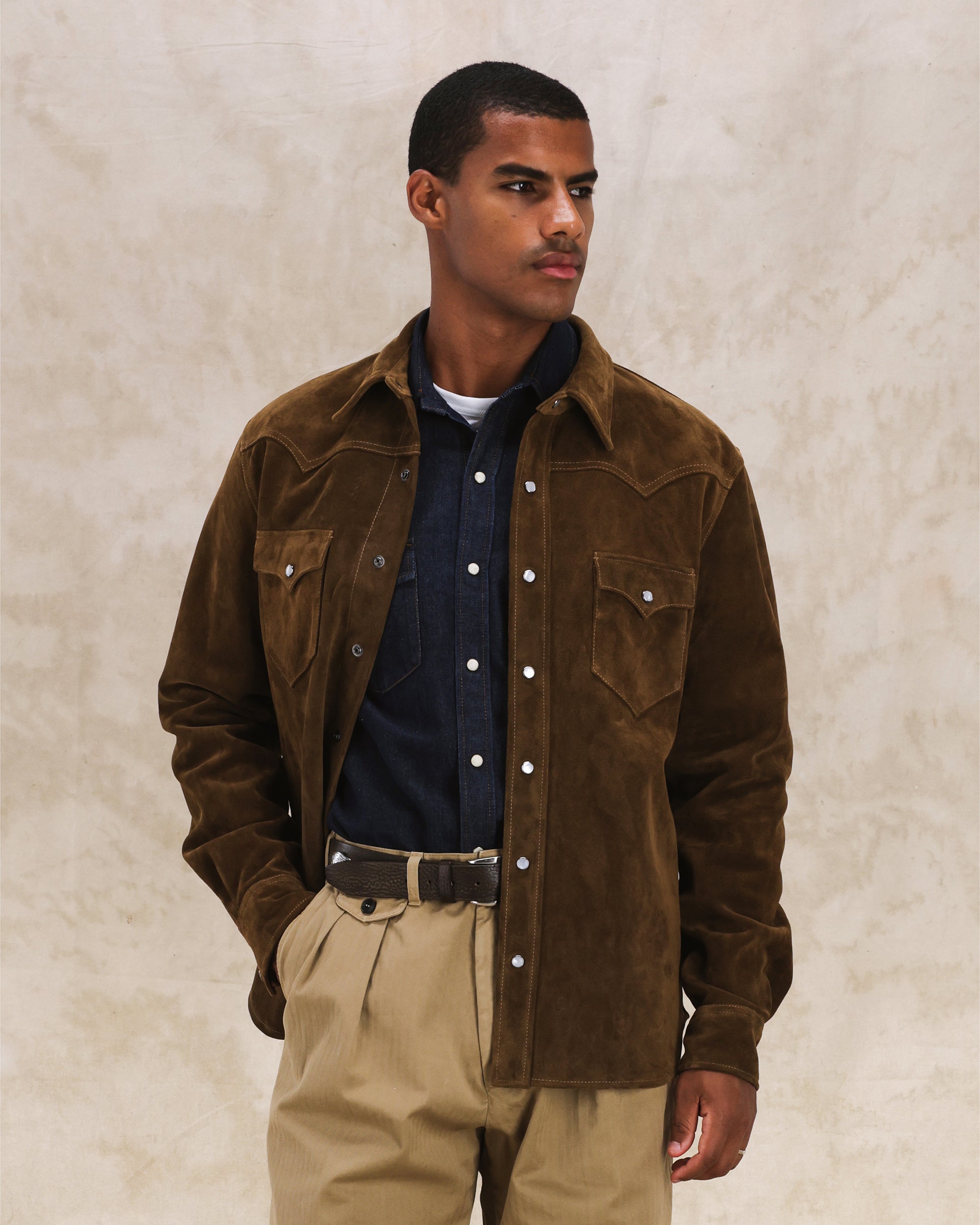 Ranch Texan Shirt in Suede Leather