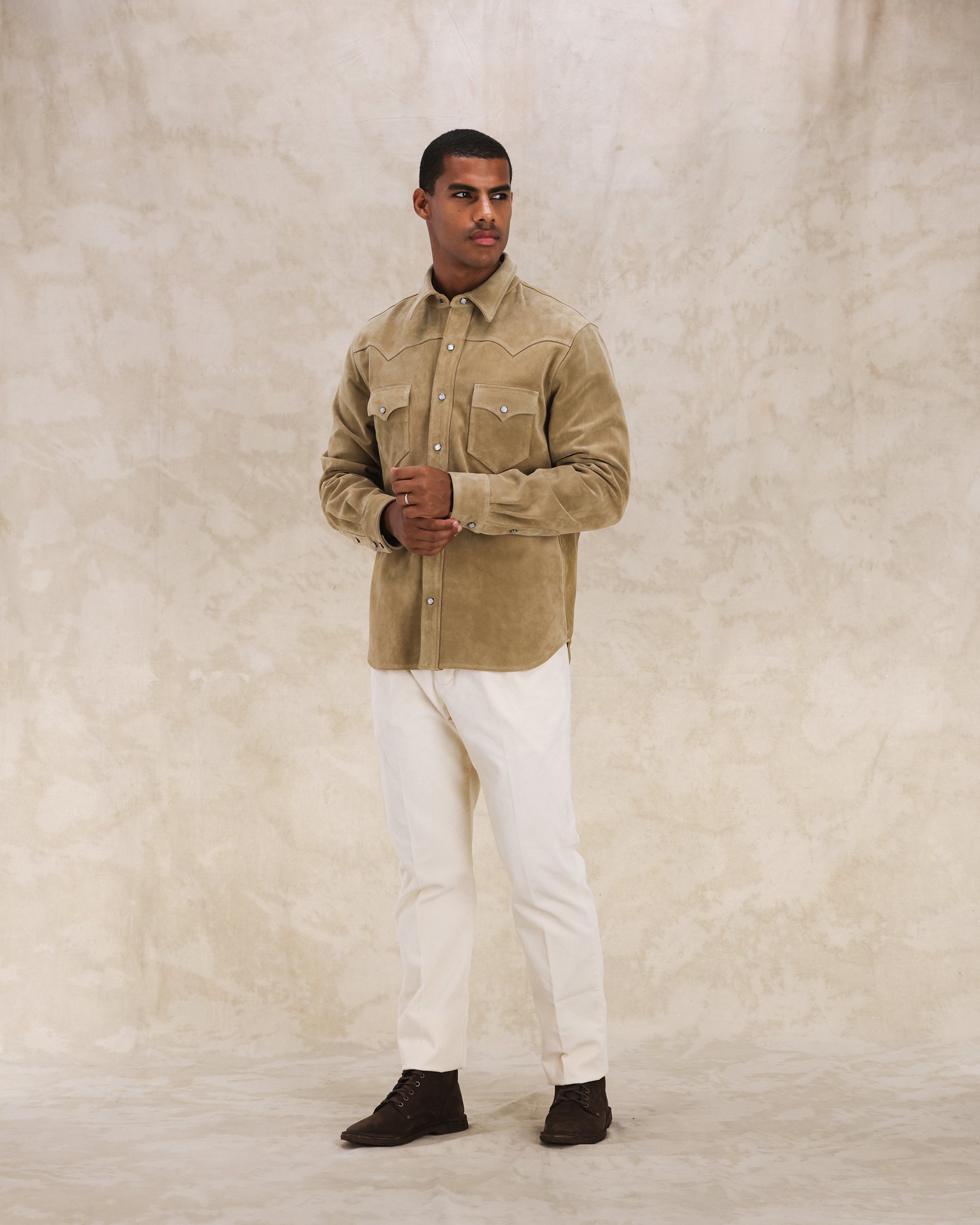 Ranch Texan Shirt in Suede Leather