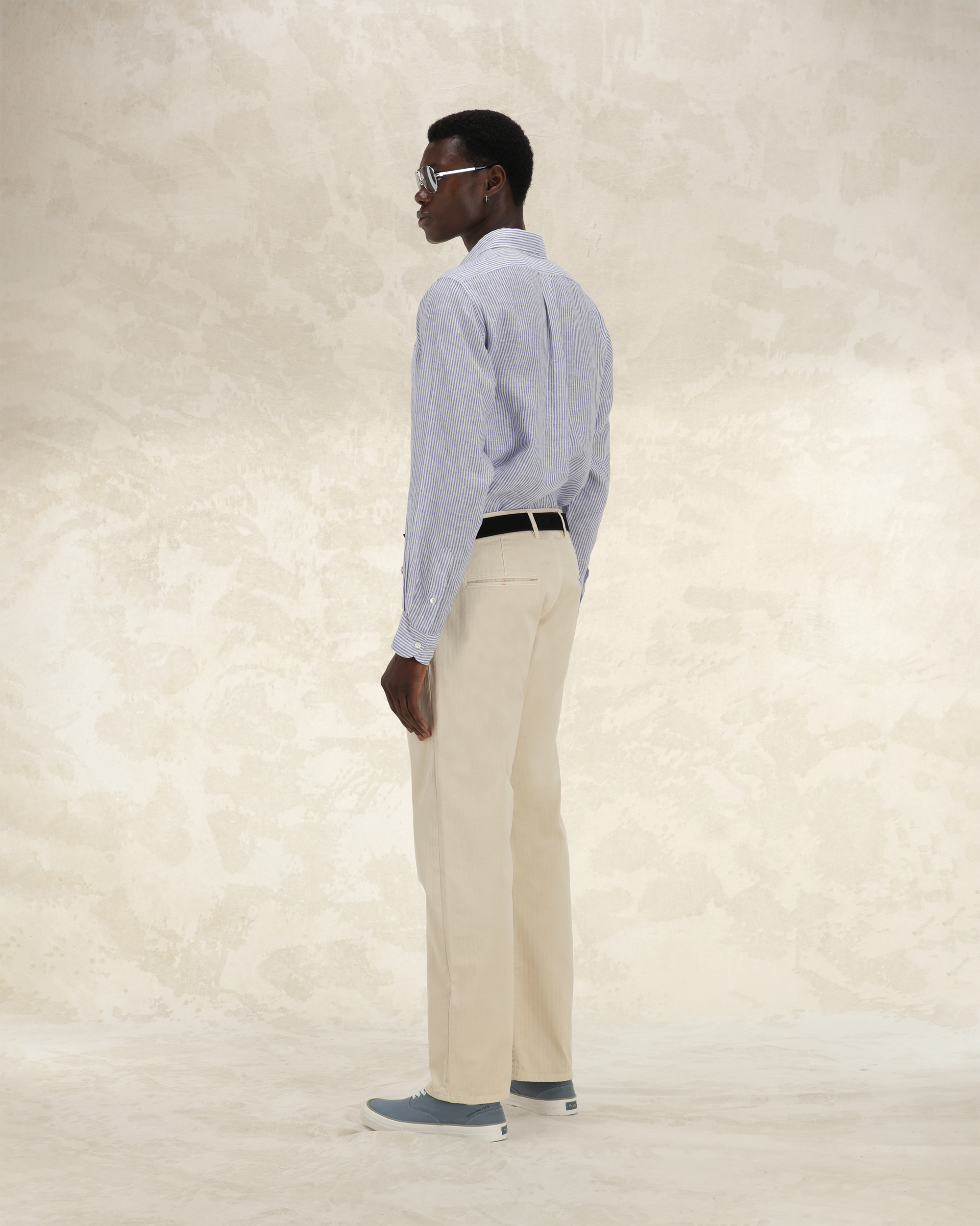 Reno Pantaloni In Herringbone di Cotone