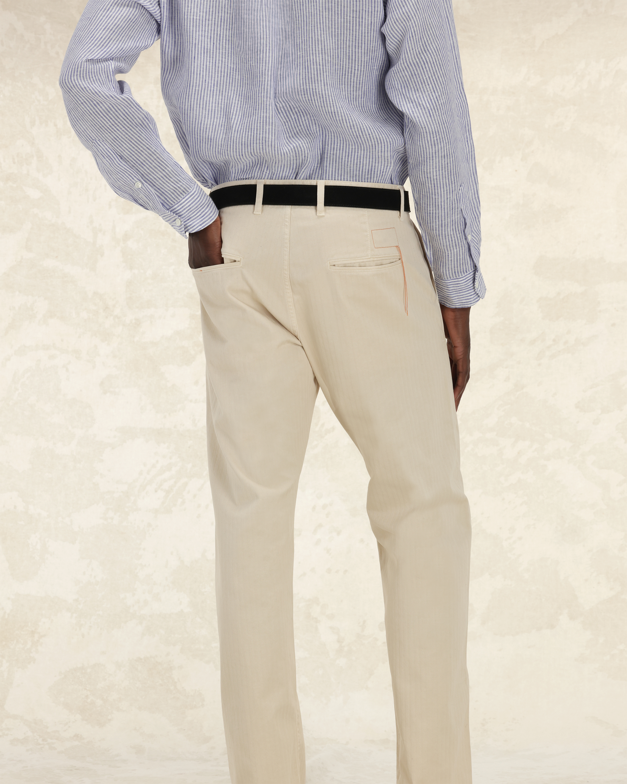 Reno Pantaloni In Herringbone di Cotone