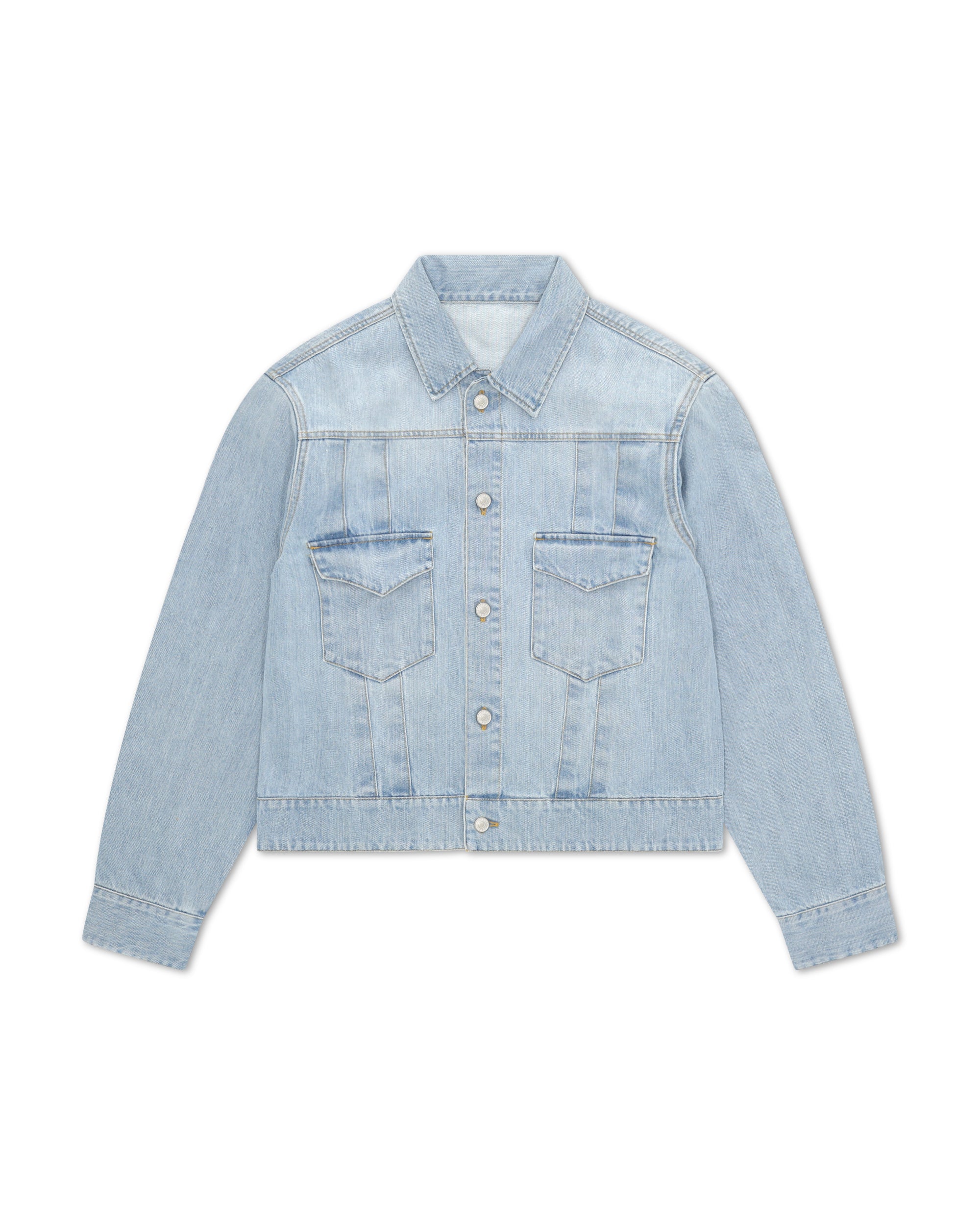 Sanchoj Western Shirt In Bleach Wash Denim
