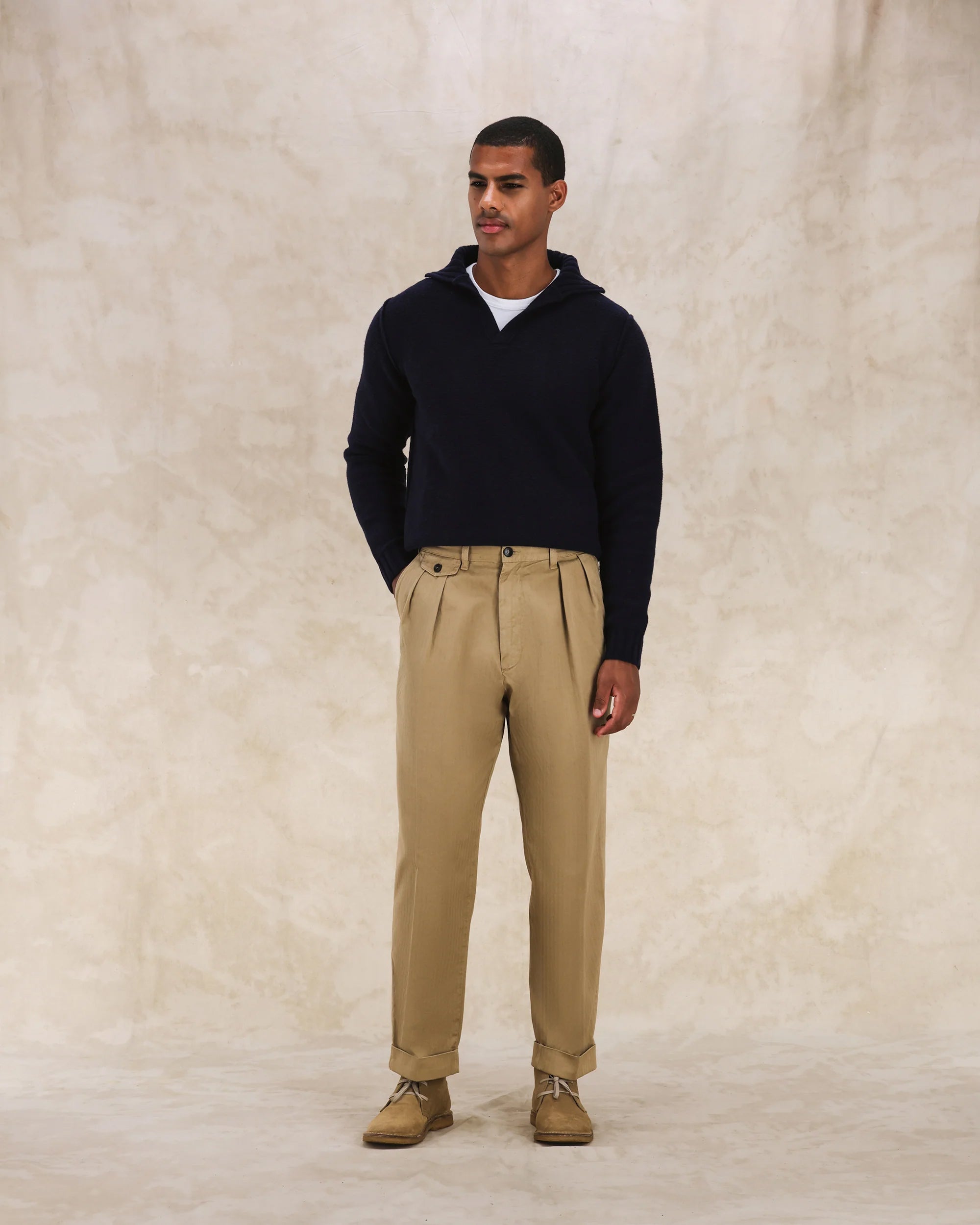 Seattle Pantaloni Con Pences In Herringbone