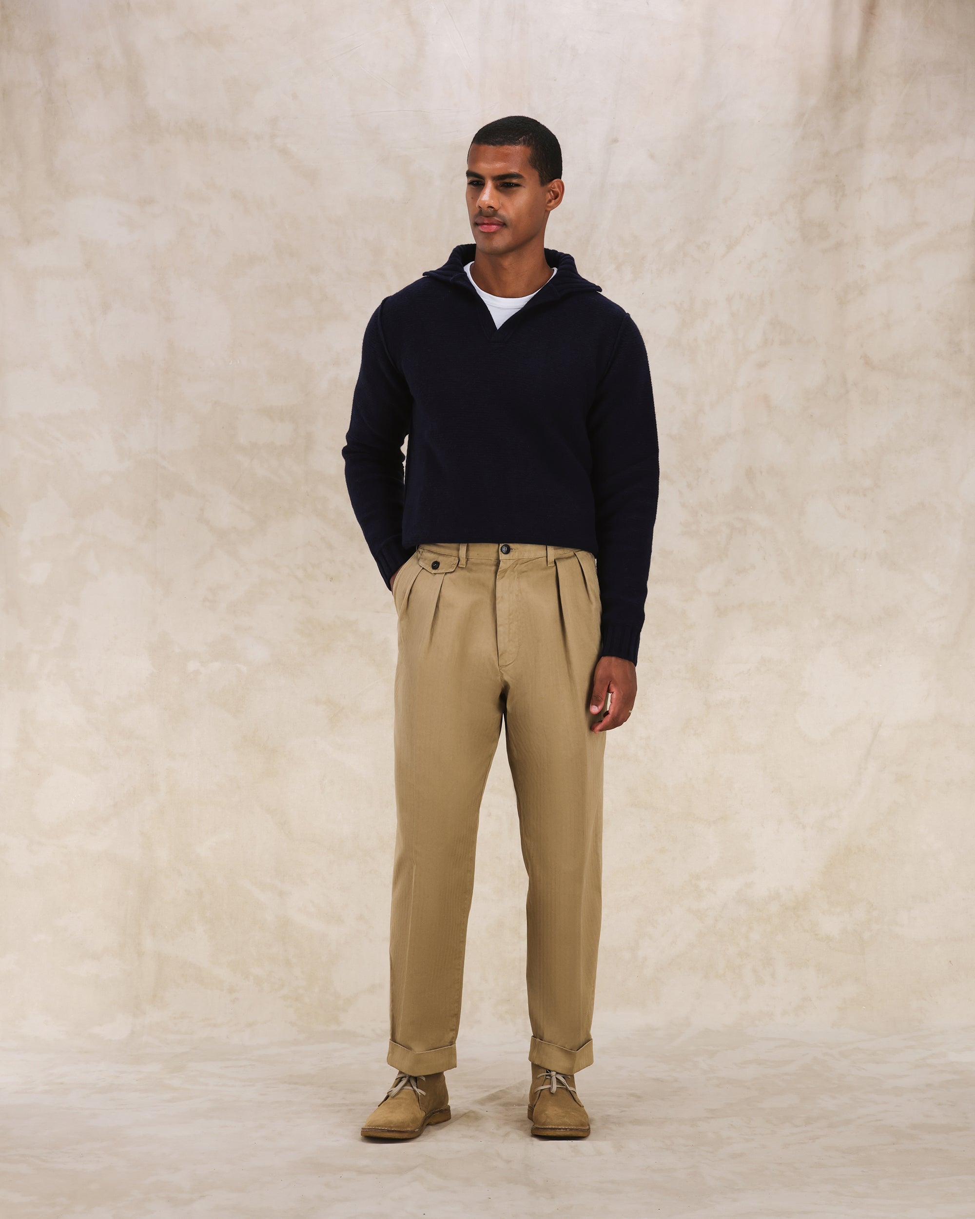 Seattle Pantaloni Con Pences In Herringbone