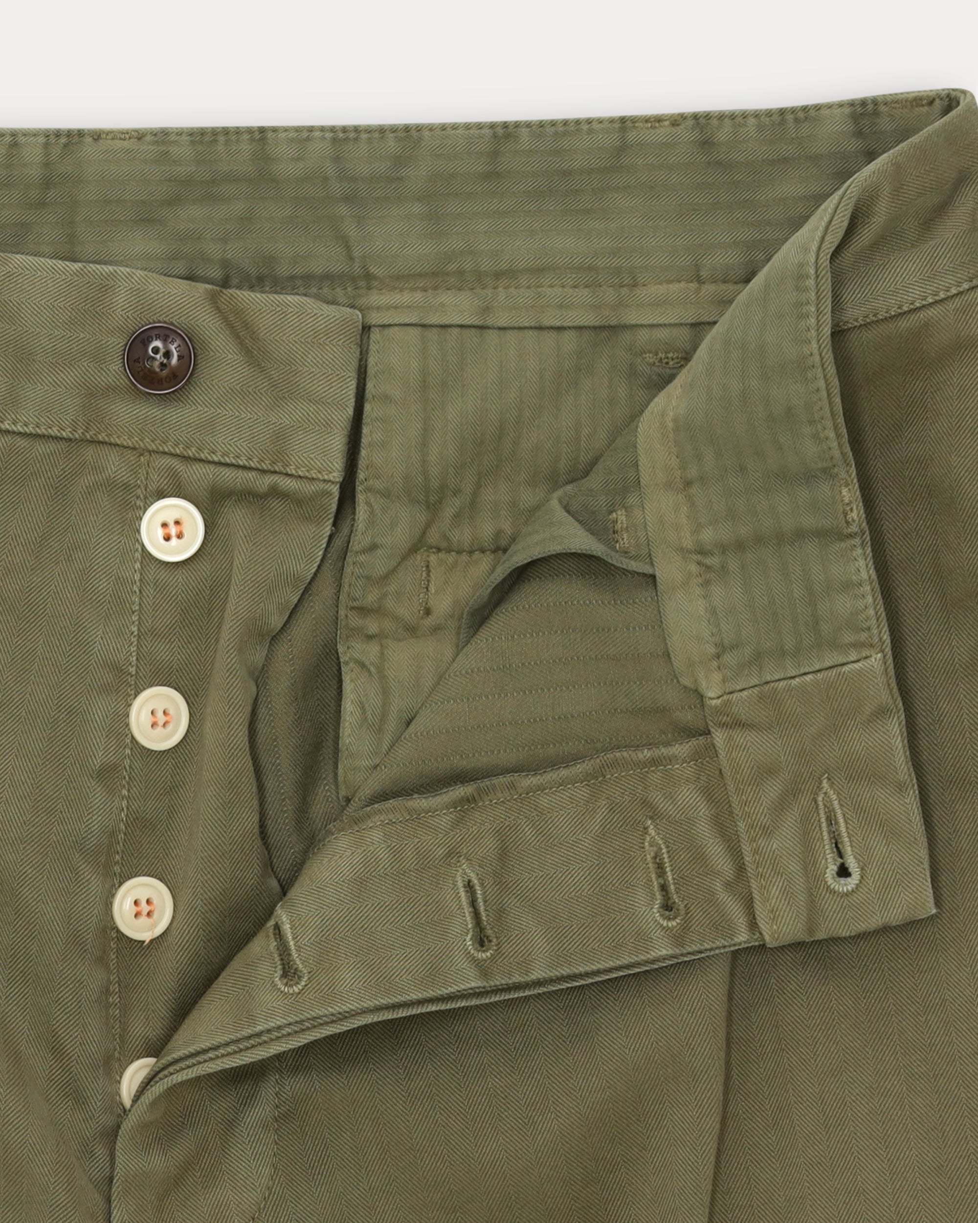 Silver Cotton Herringbone Trousers