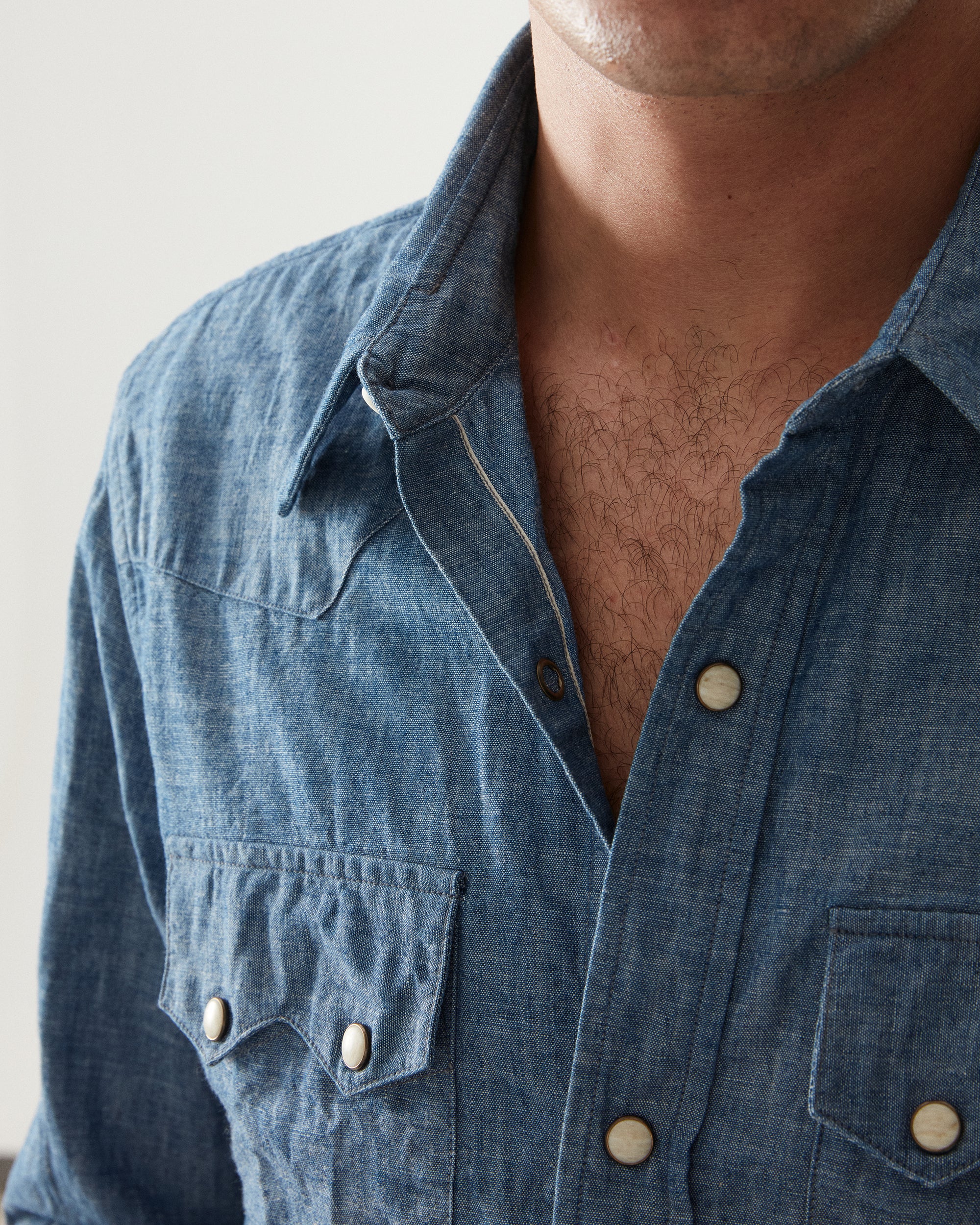 Smith Camicia Texana In Chambray