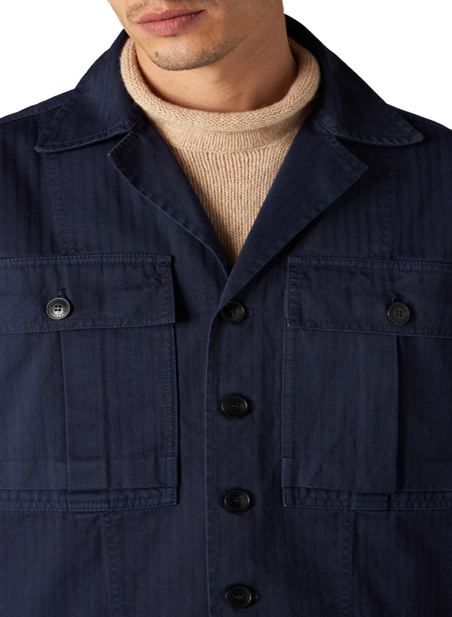Solomon Overshirt In Herringbone Di Cotone