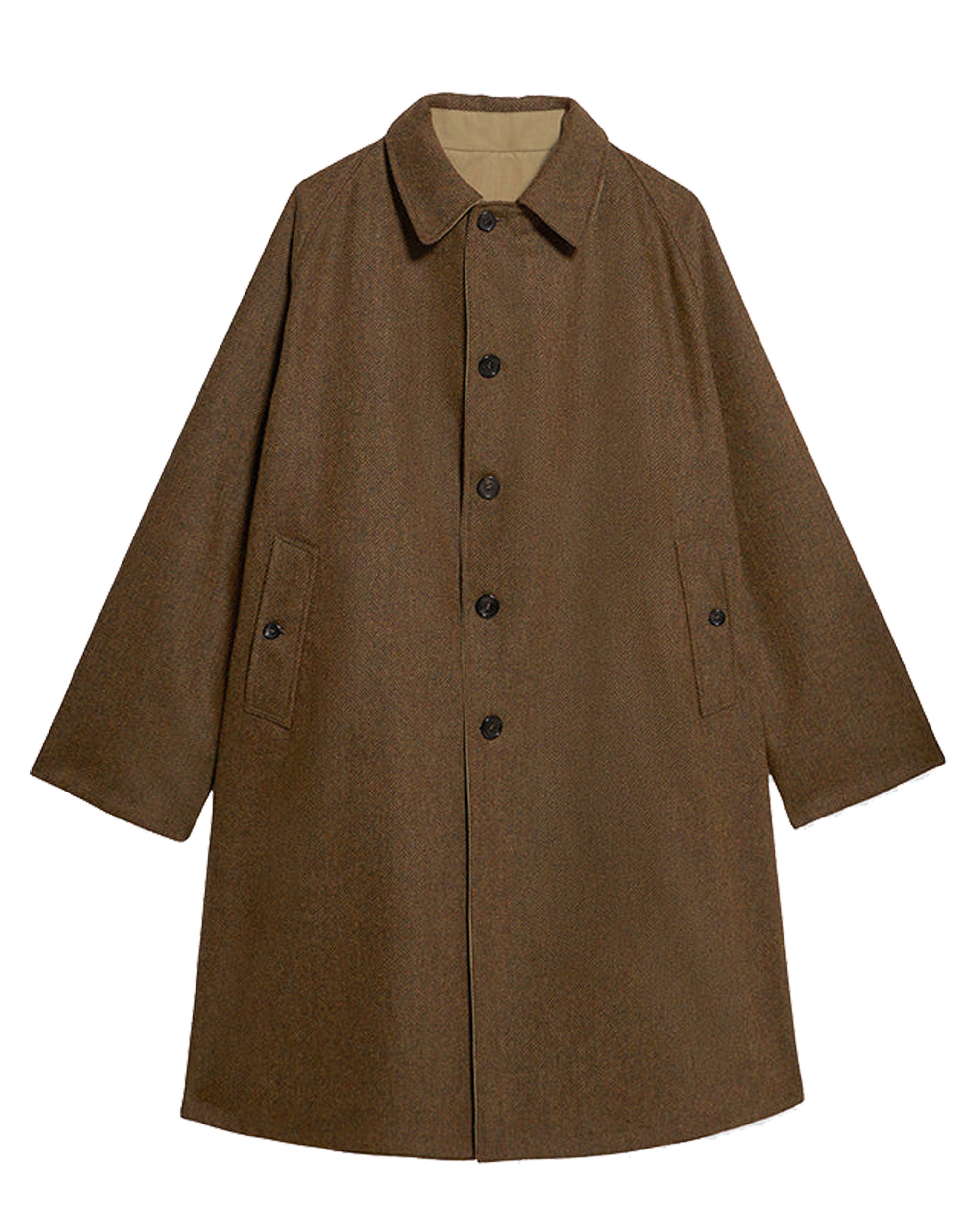 Stanford Cappotto Monopetto Reversibile in Herringbone di Lana