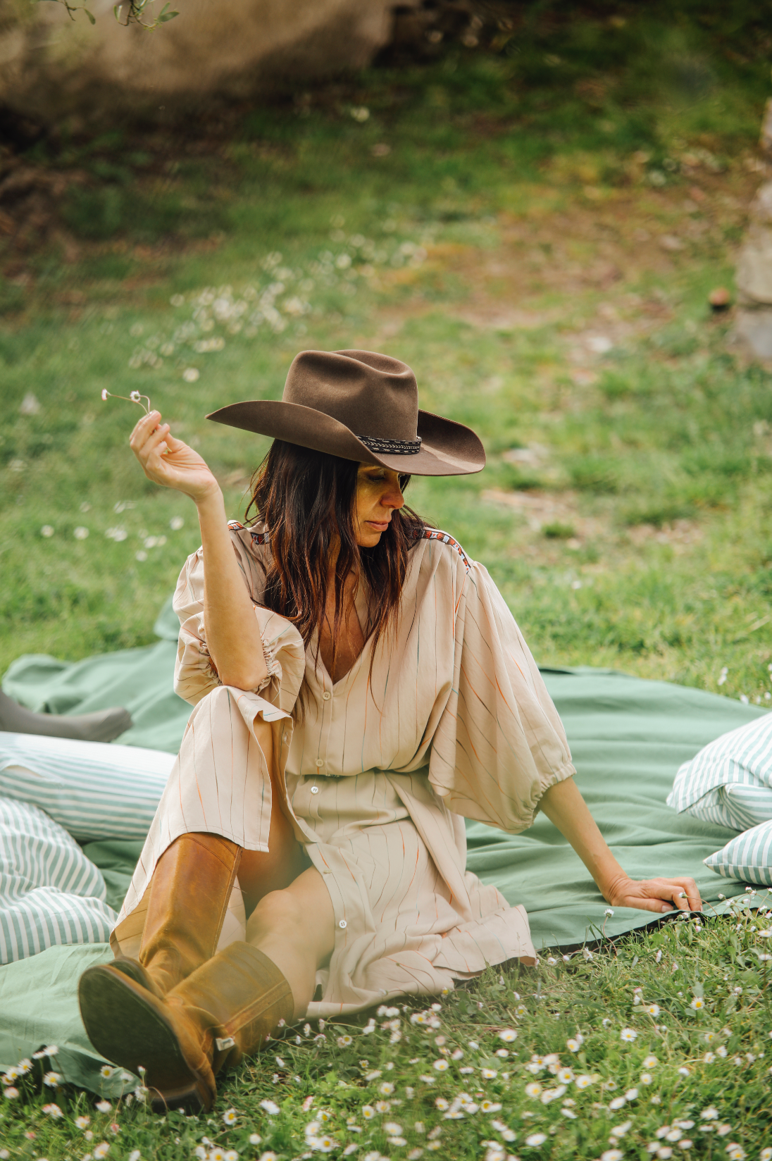 Vera Abito con Ricami con Motivo a Righe