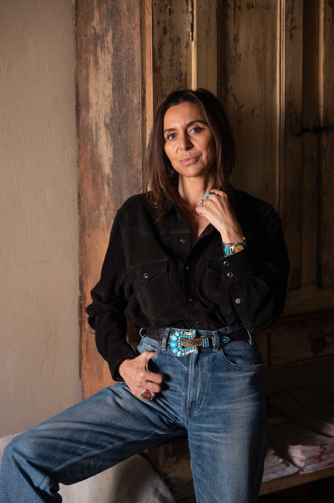 Linda Overshirt In Pelle Scamosciata