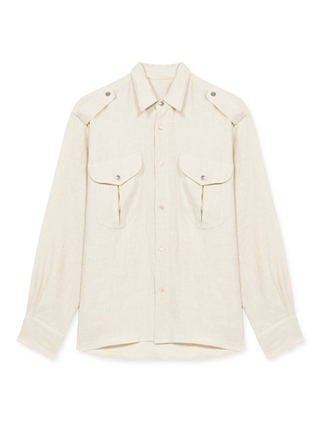 Luke Camicia Sahariana In Lino