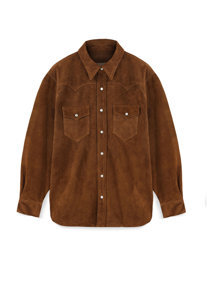 Linda Overshirt In Pelle Scamosciata