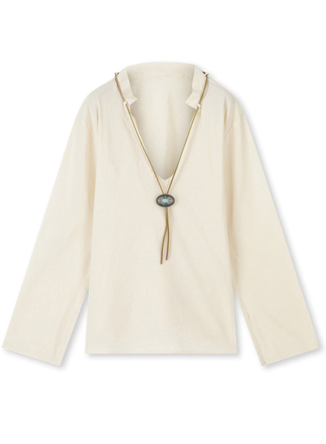 Gisele Blusa In Canvas di Cotone con Laccio