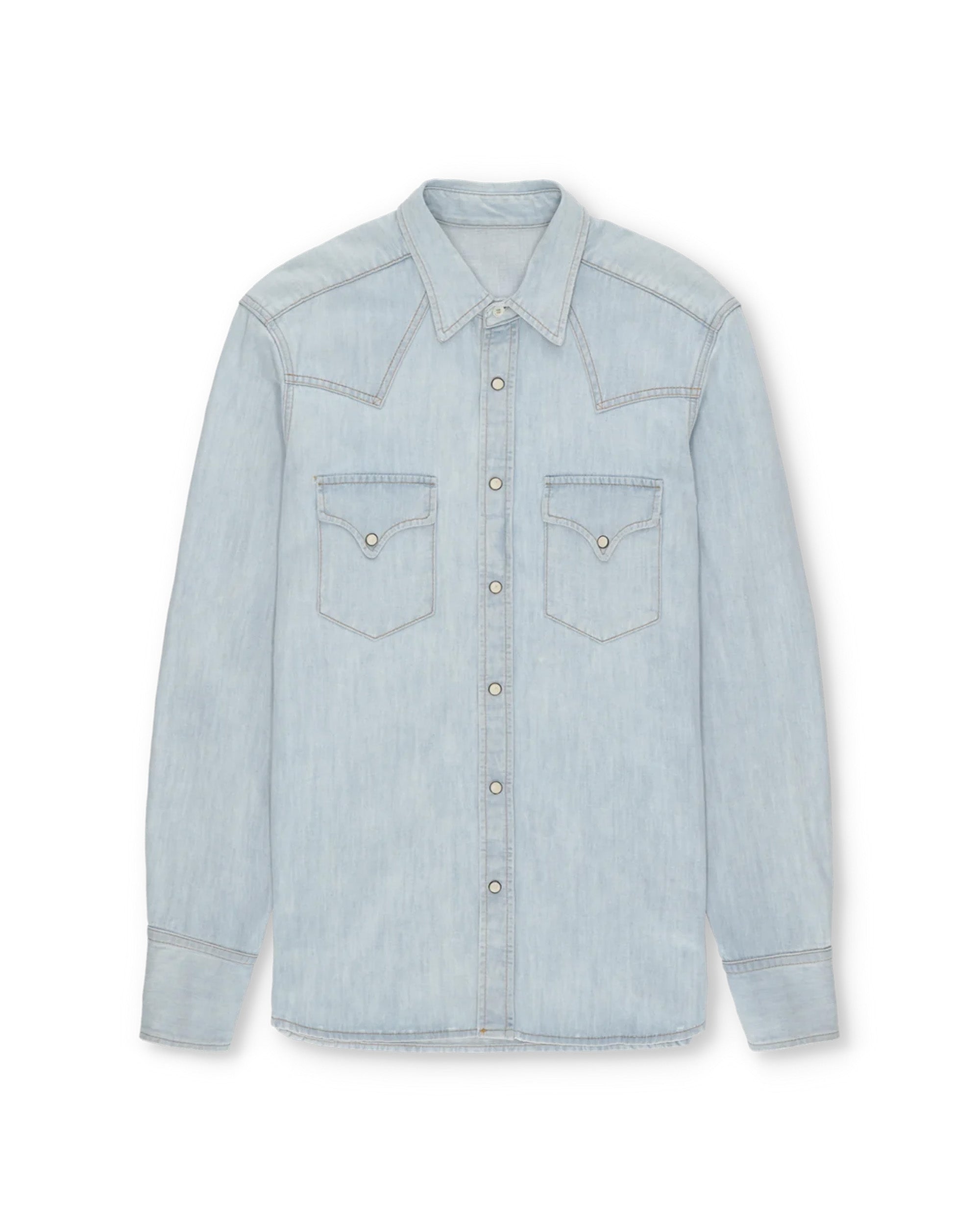 Ntex Camicia Texana In Denim Bleach Wash