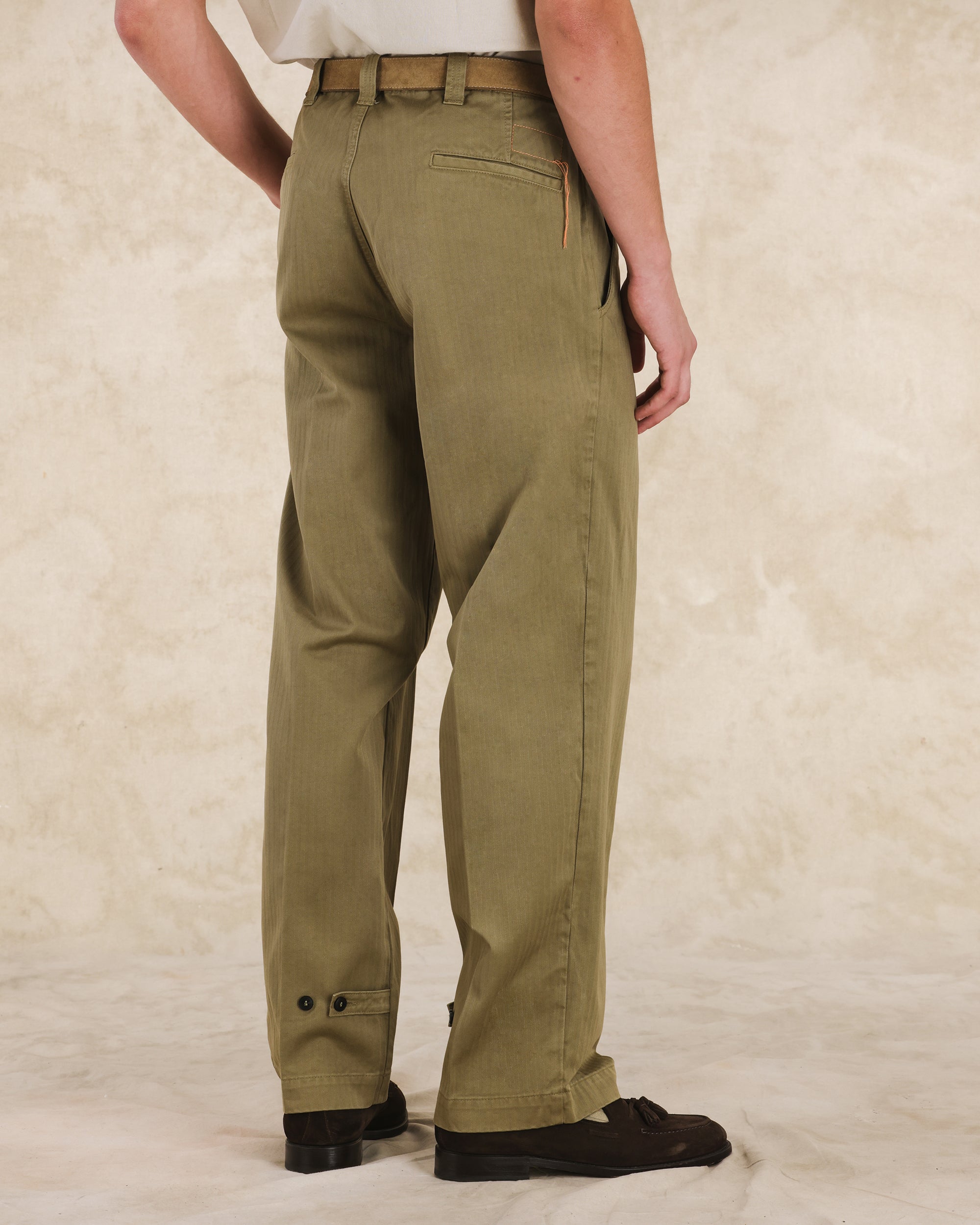 Thomas Herringbone Cotton Trousers