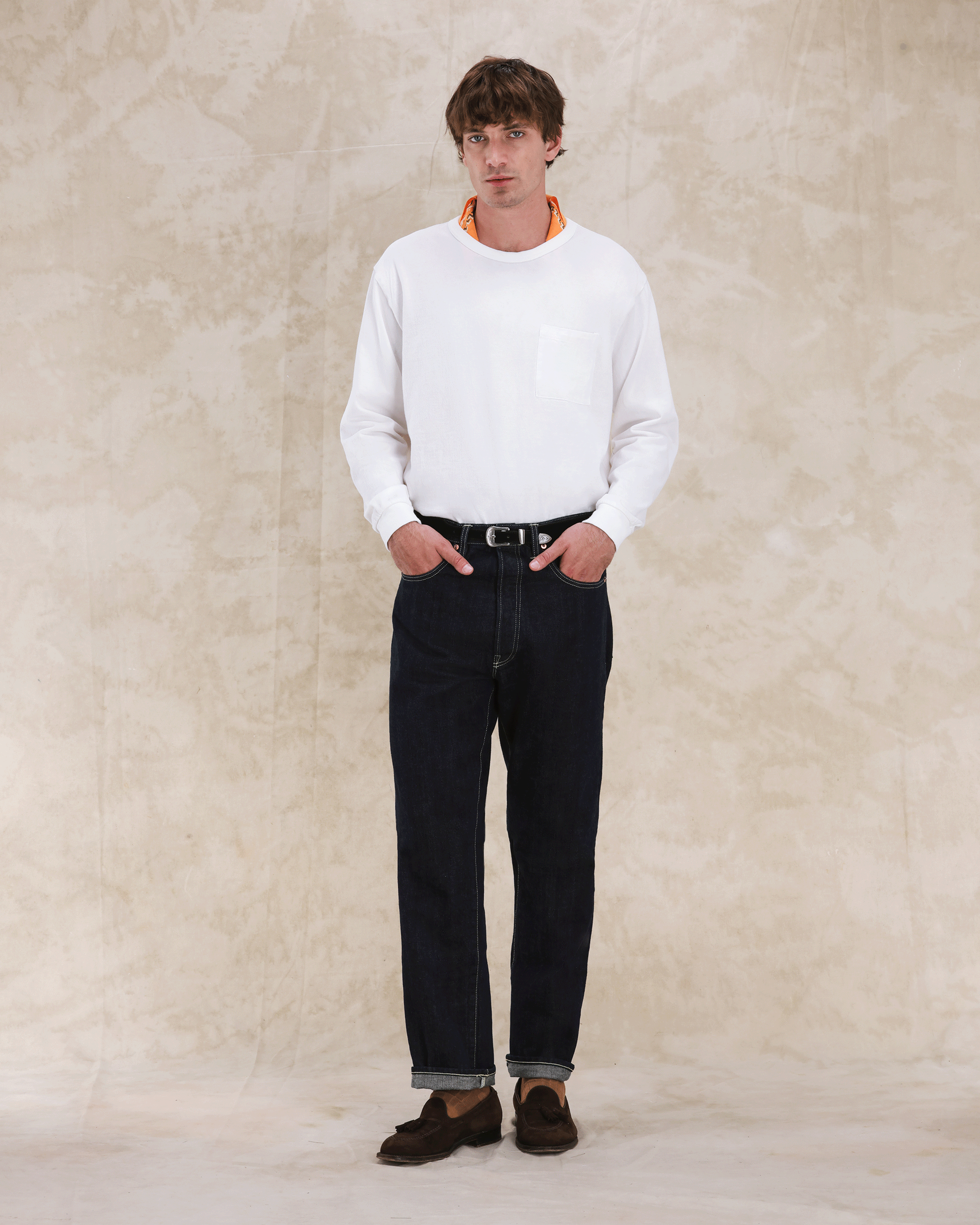 Unclejohn Japan Denim Cimosato 5 Tasche a Vita Alta Indigo Rinse