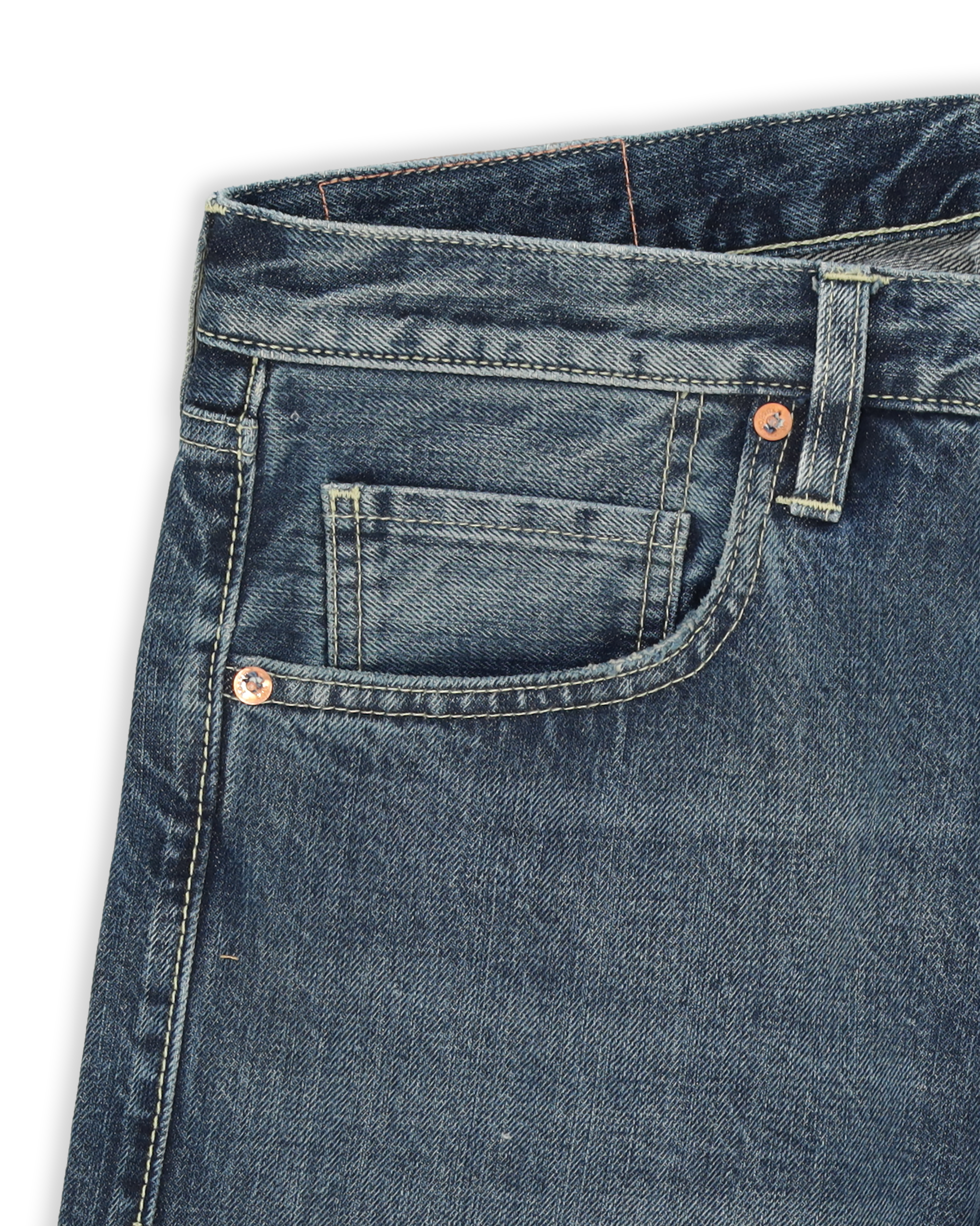 Unclejohn Japan Denim Cimosato Tasche a Vita Alta Custom Wash