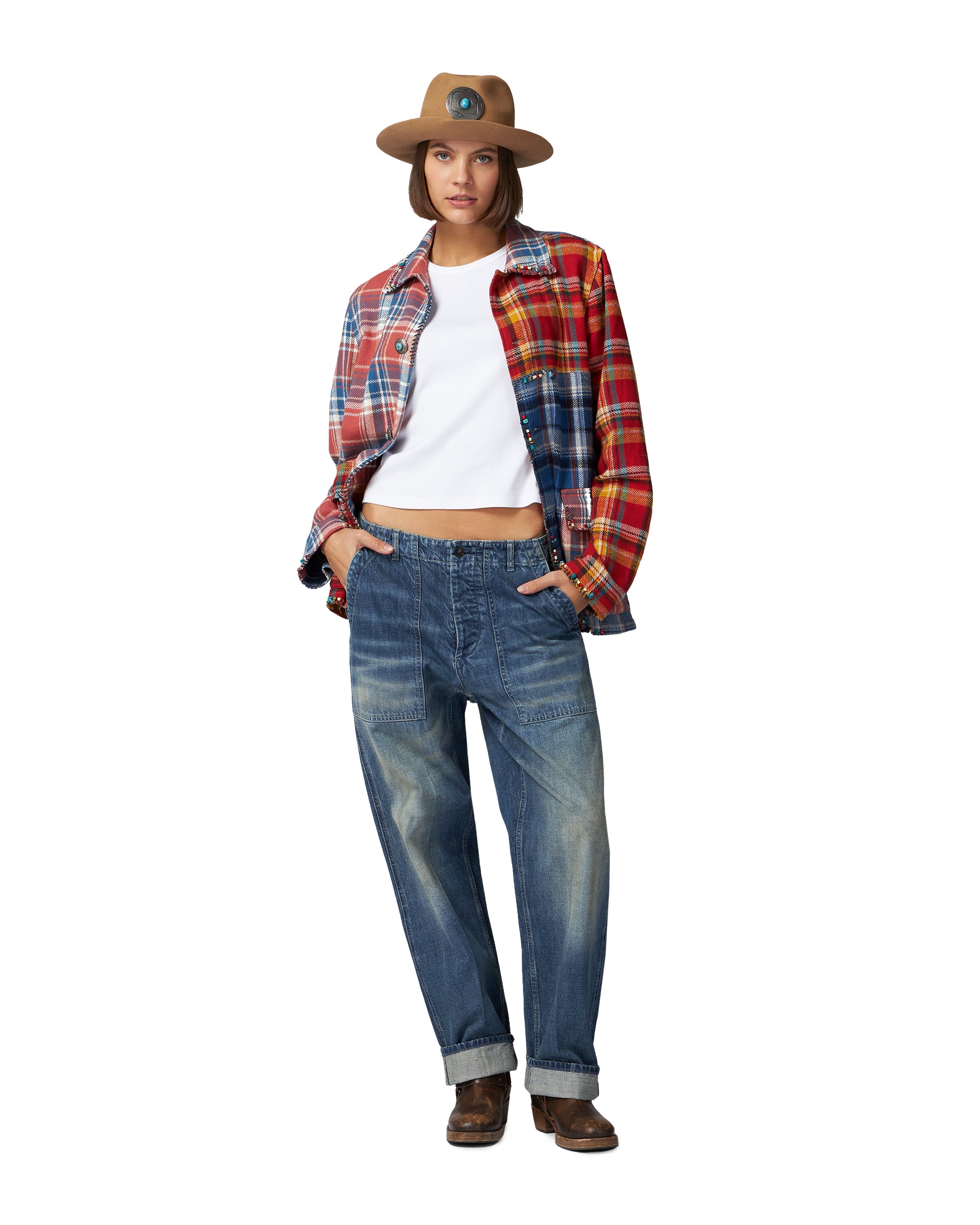 Alicia Camicia Patchwork In Cotone A Quadri