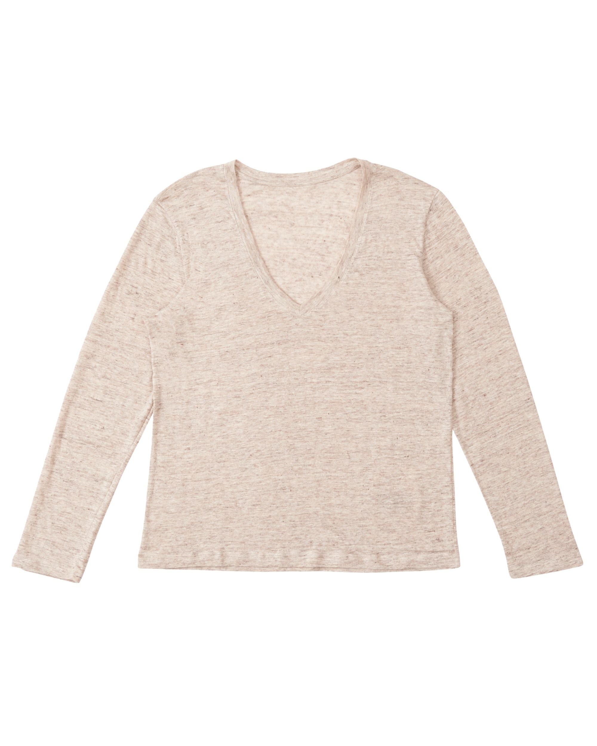 Cara T-Shirt Manica Lunga in Lino Melange