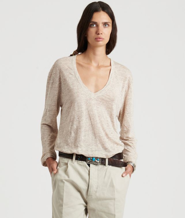 Cara T-Shirt Manica Lunga in Lino Melange