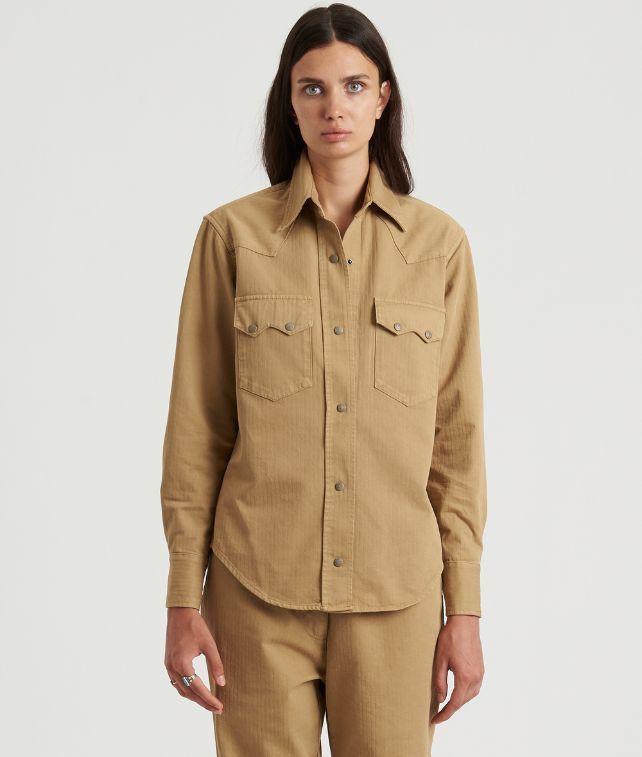 Elpasot Camicia Texana In Herringbone di Cotone