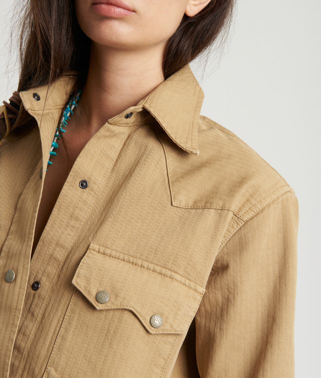 Elpasot Camicia Texana In Herringbone di Cotone