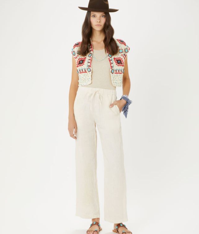 Jaleh Pantaloni Con Coulisse In Lino