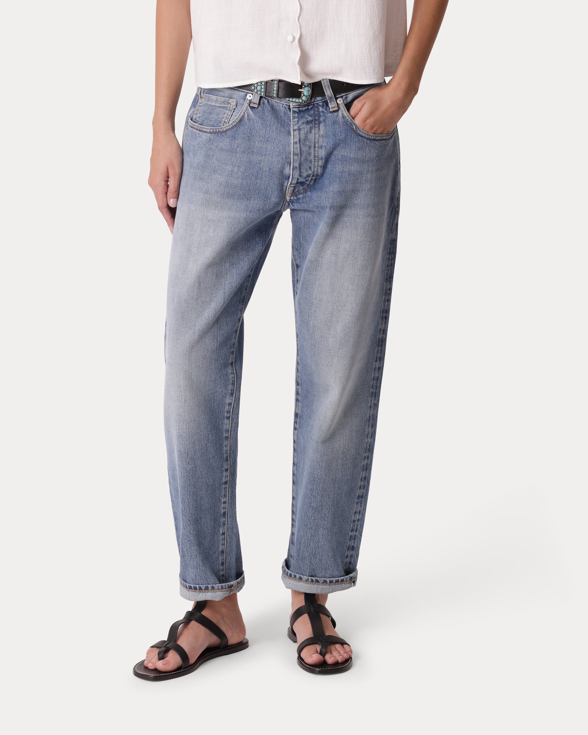 965 John Japan Selvedge Denim 5 Pocket Regular Fit Bleach Wash