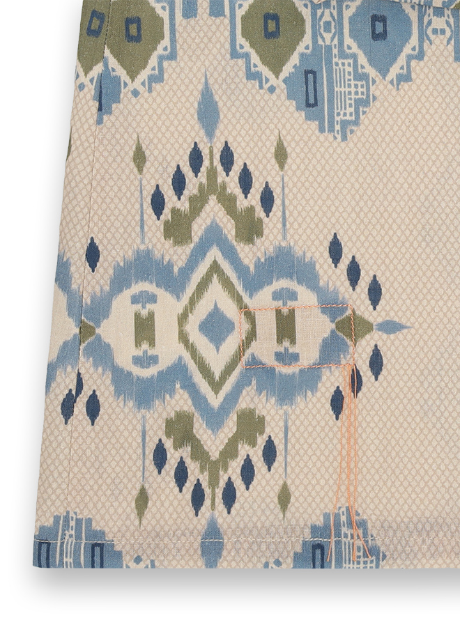 Acaia Caftano con Stampa in Cotone e Lino