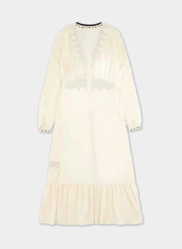 Ada Embroidered Silk Crepon Dress