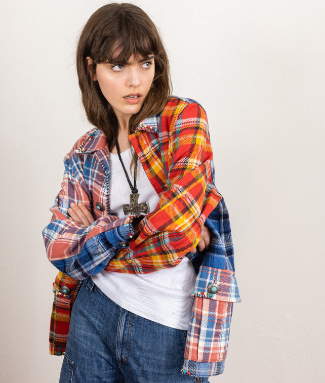 Alicia Camicia Patchwork In Cotone A Quadri