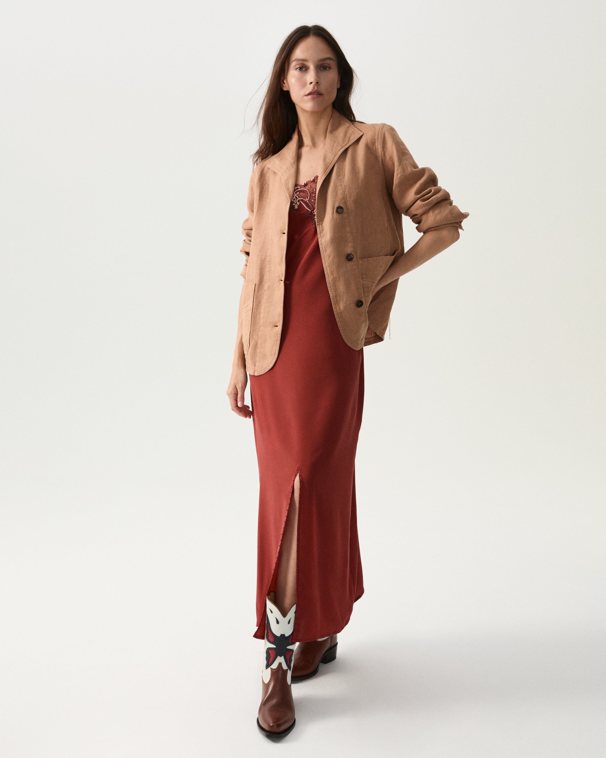 Alizee Embroidered Silk Dress