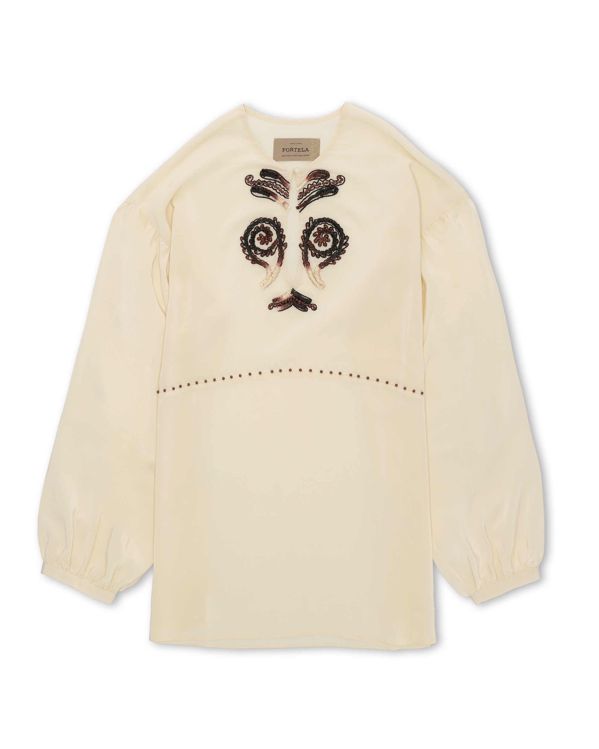 Allegras Embroidered Silk Crepe Blouse