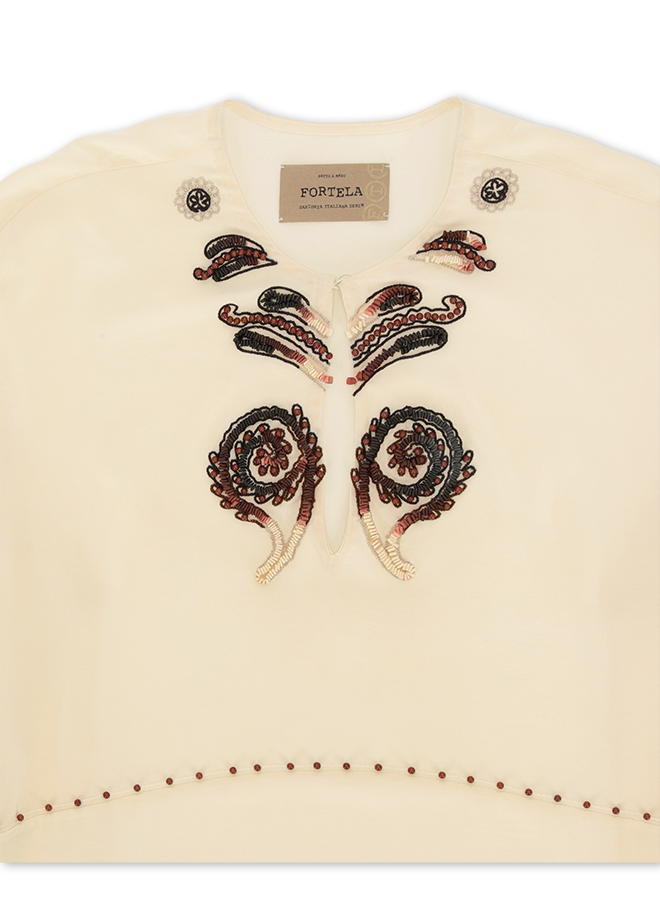 Allegra Camicia Ricamata In Seta