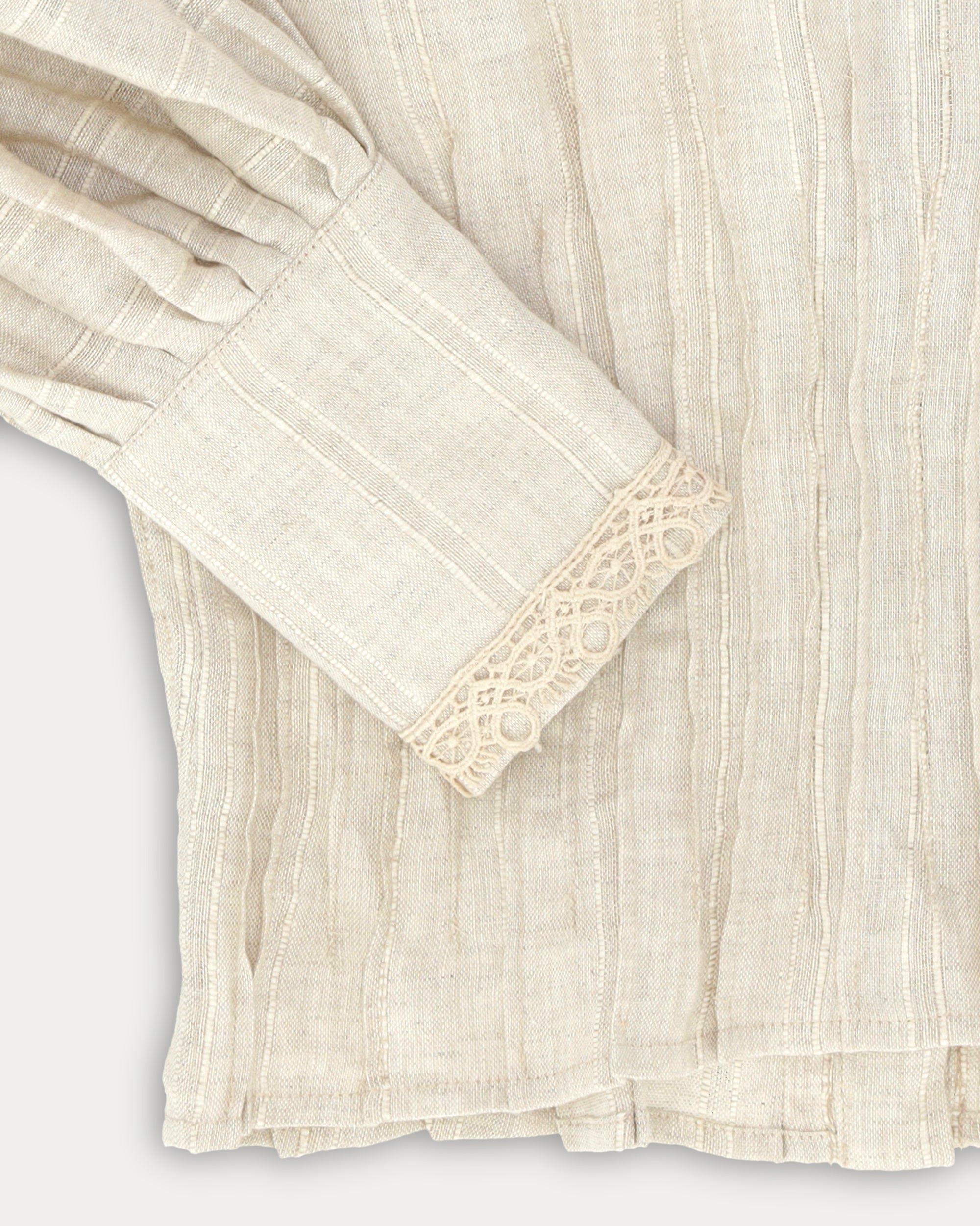 Arlette Blusa in Lino con Ricami in Pizzo