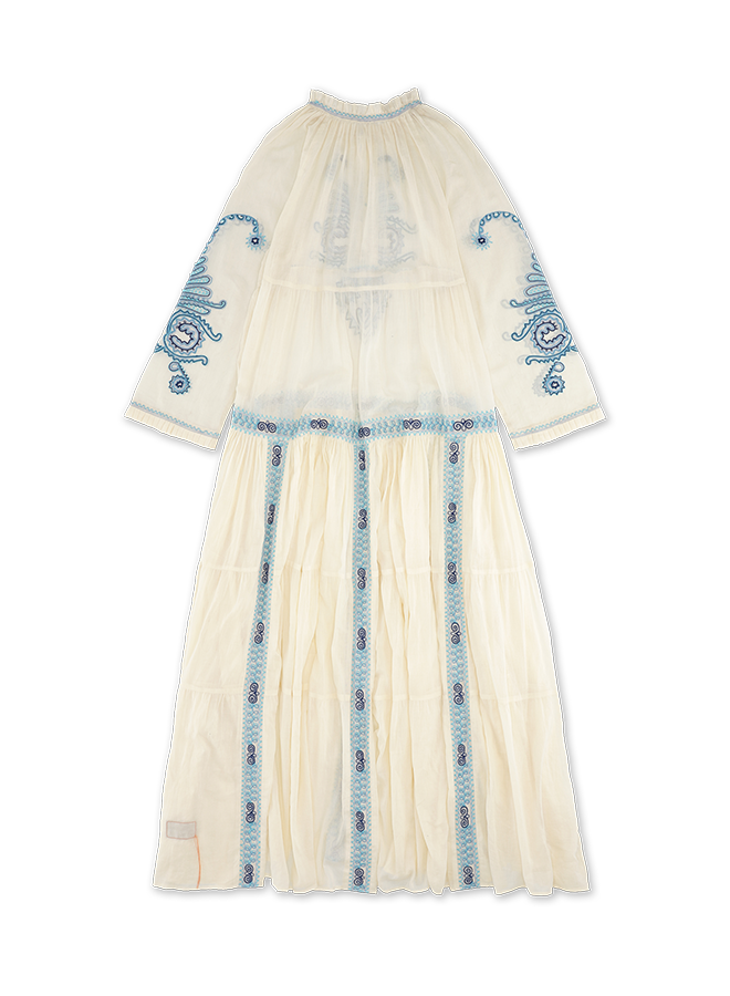 Arsia Caftano Ricamato in Mussola di Cotone