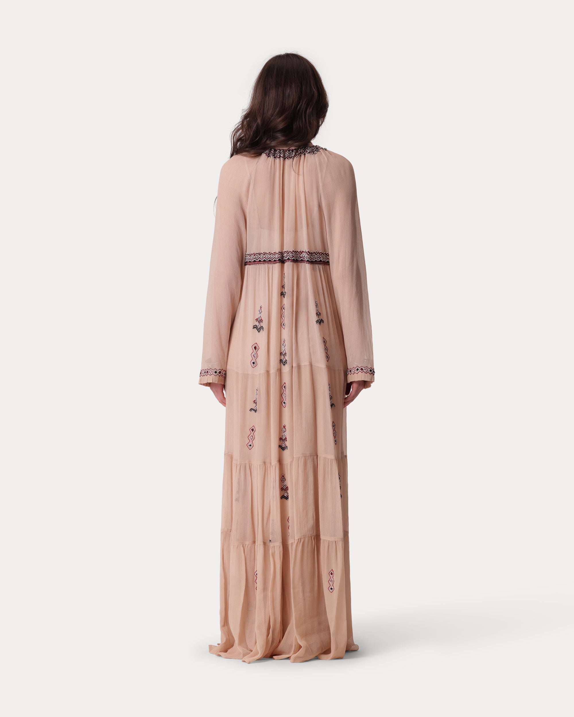 Arsia Embroidered Silk Chiffon Dress