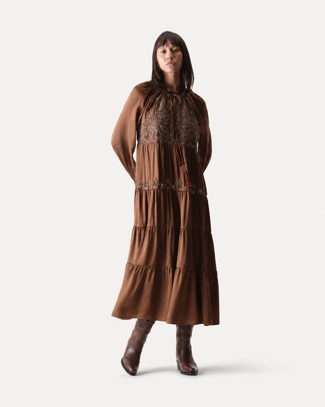 Arsia Embroidered Silk Caftan