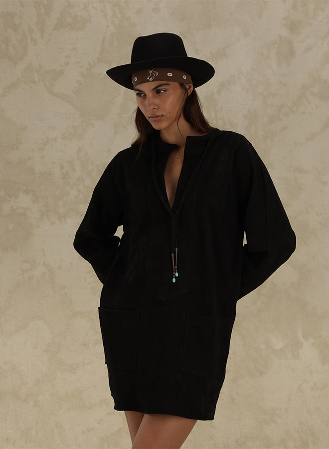 Athena Abito Corto In Pelle Scamosciata