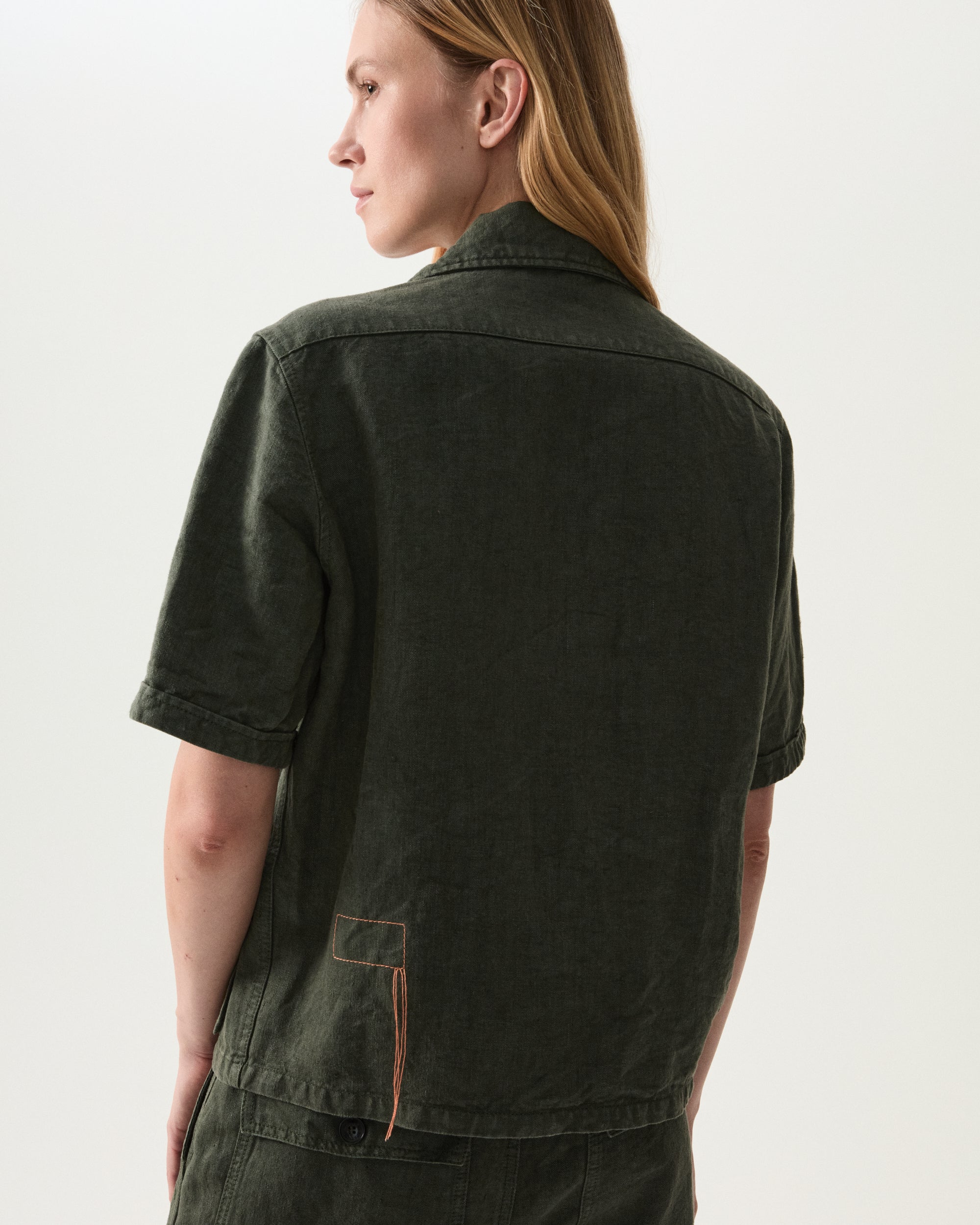 Bohem Camicia Safari Manica Corta In Lino