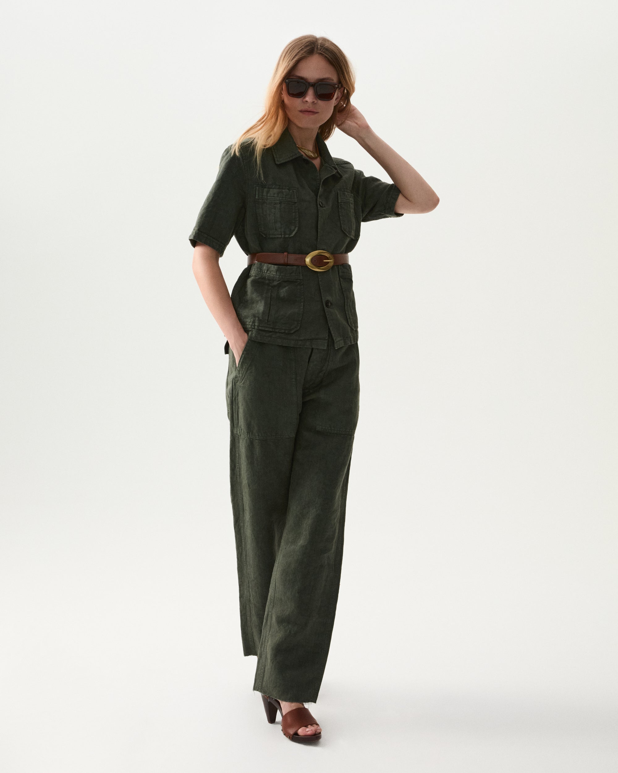 Bohem Camicia Safari Manica Corta In Lino