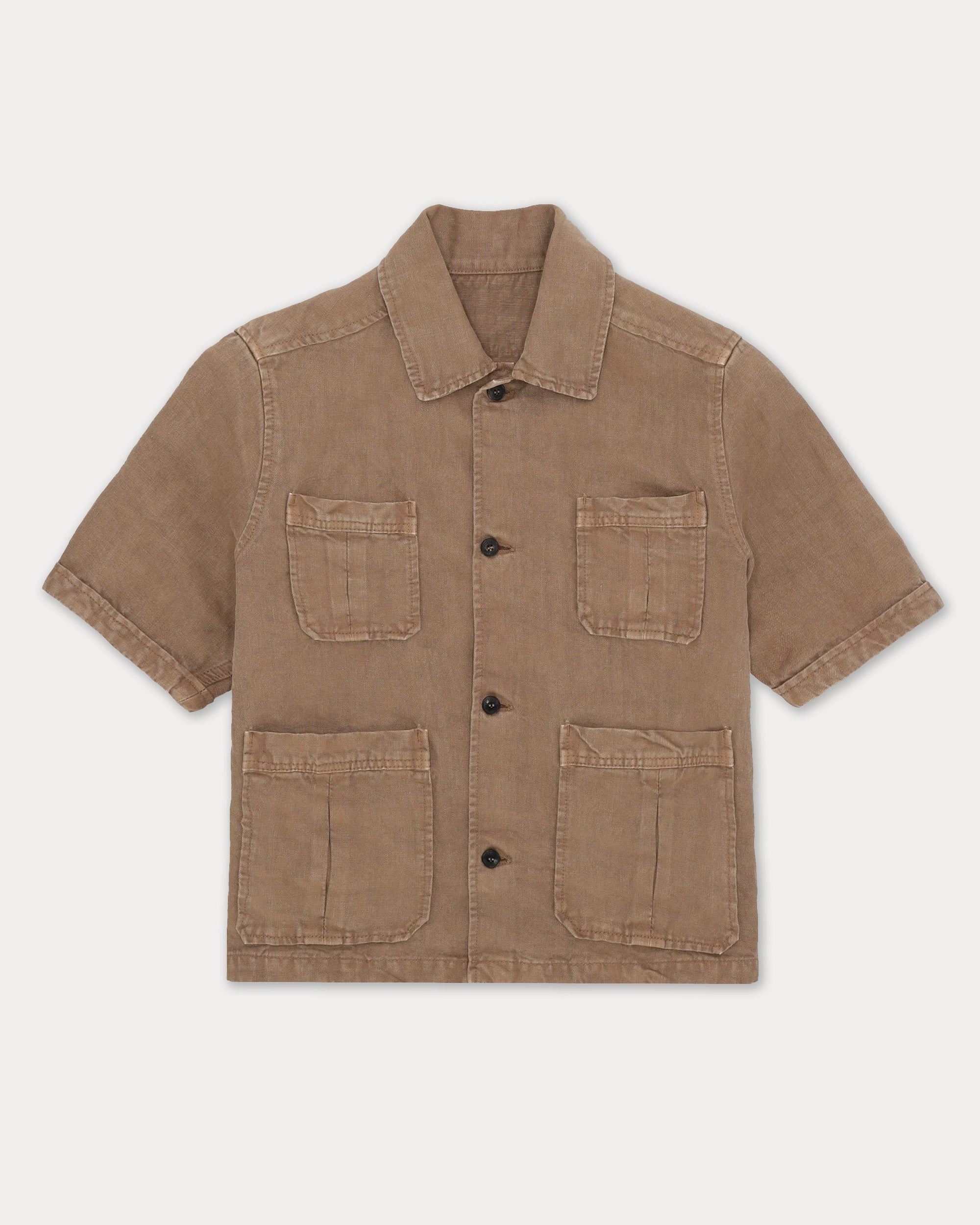 Bohem Camicia Safari Manica Corta In Lino