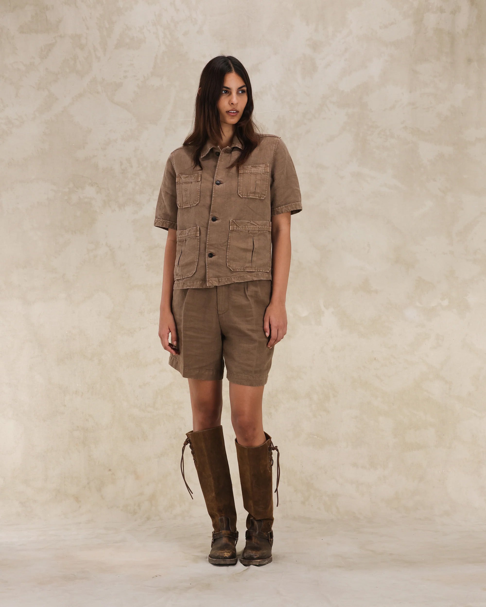 Bohem Short Sleeve Linen Safari Shirt
