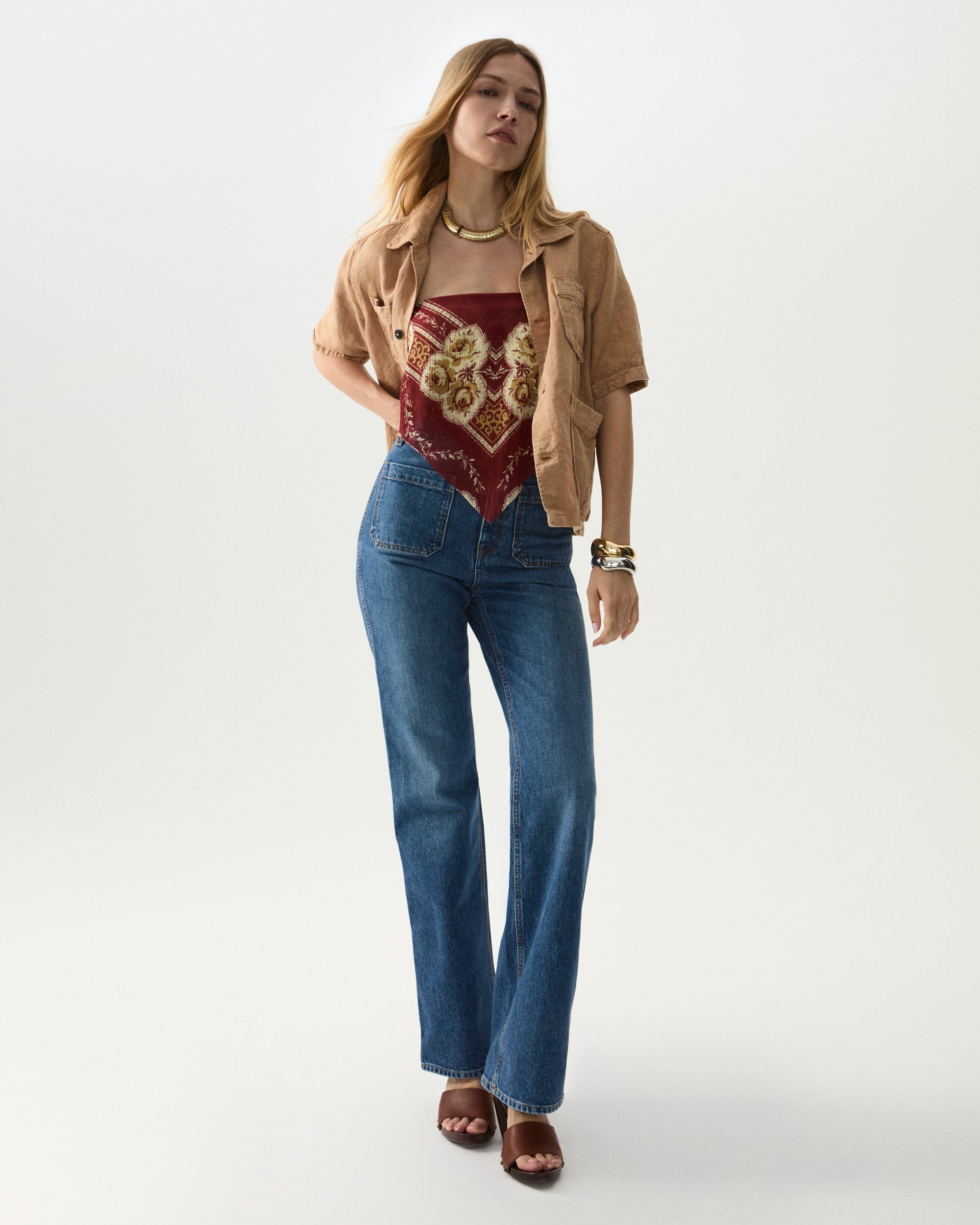 Bohem Camicia Safari Manica Corta In Lino