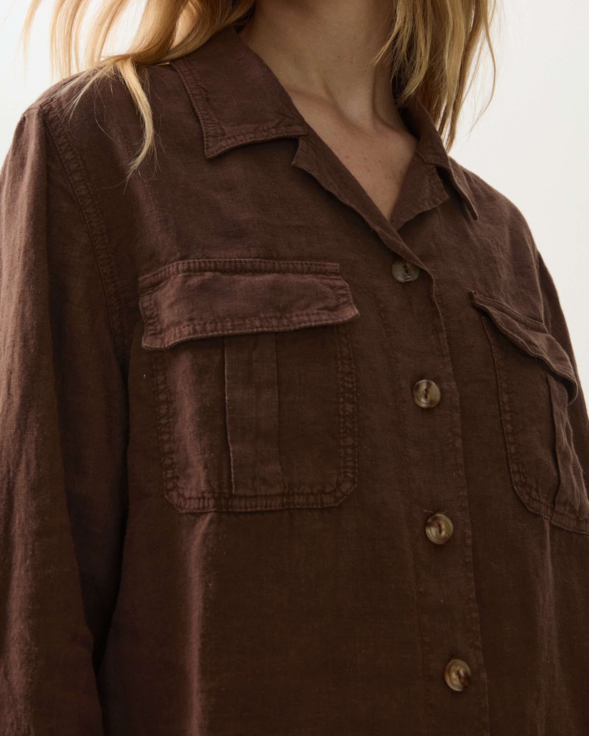 Bonnie Camicia Militare In Lino