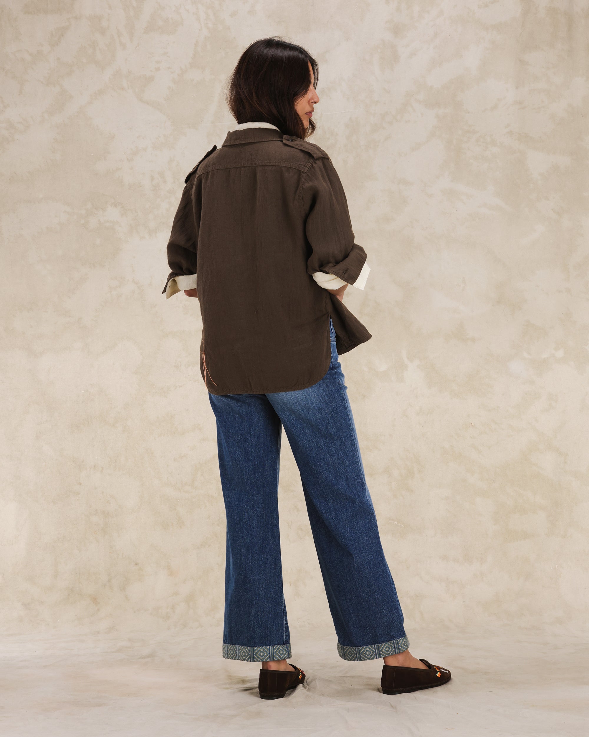 Bonnie Camicia Militare In Lino