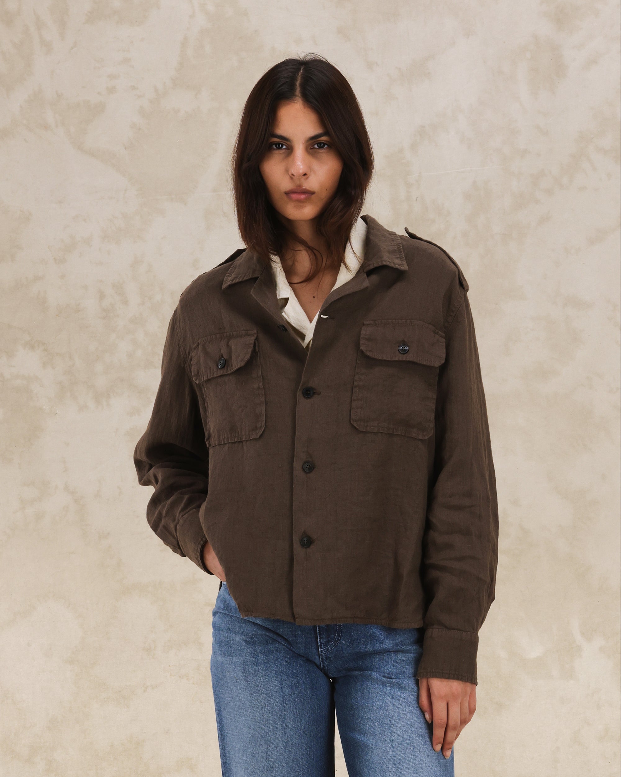 Bonnie Camicia Militare In Lino