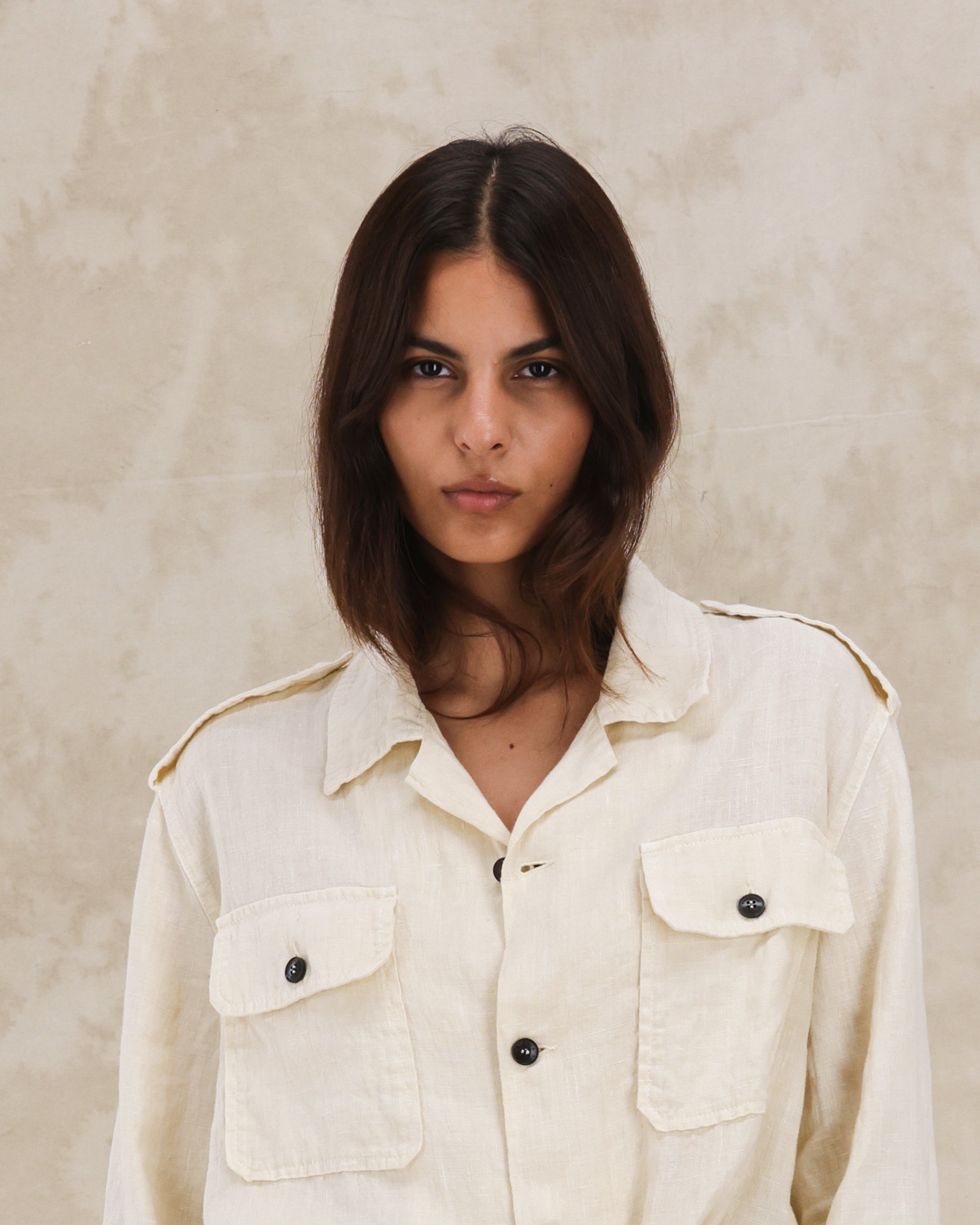 Bonnie Camicia Militare In Lino