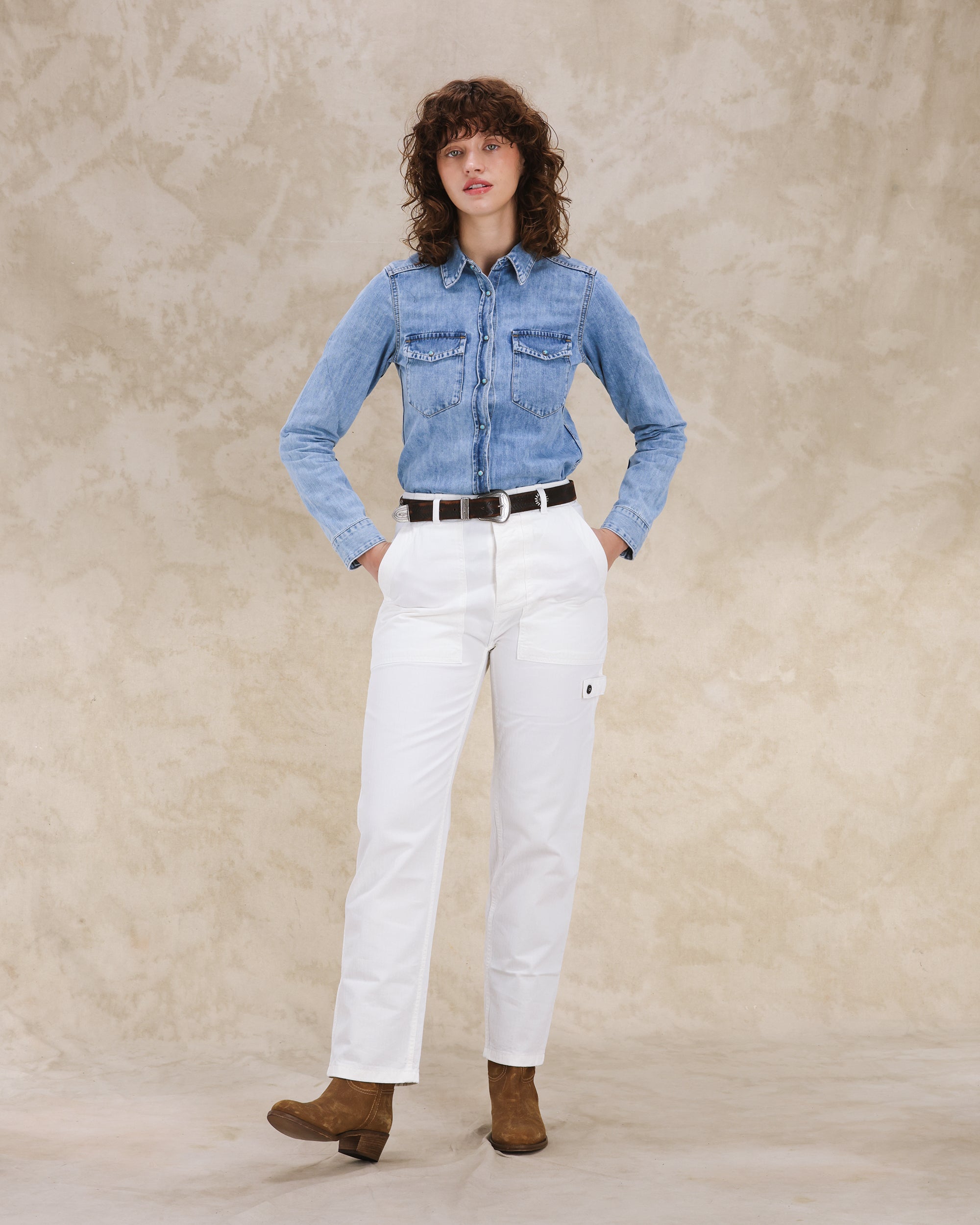 Brigitte Camicia in Denim Slim Fit Bleach Wash