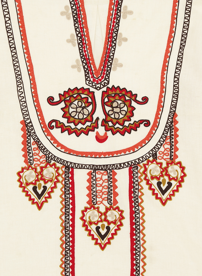 Cinthya Blusa Ricamata in Cotone Lino