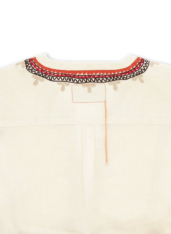 Cinthya Blusa Ricamata in Cotone Lino